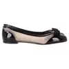 Ferragamo Bow Detail Ballet Flats In Black Leather And Mesh In Black