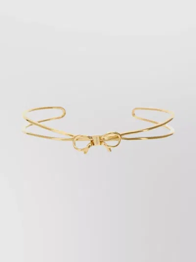 FERRAGAMO BOW DETAIL DOUBLE BAND CUFF BRACELET S/M