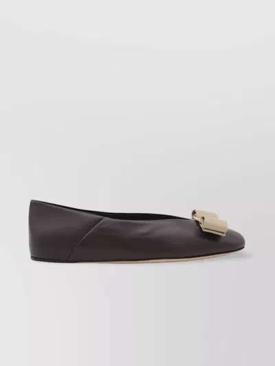 Ferragamo Bow Detail Flat Sole Ballerina Shoes In Multi