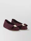 Ferragamo Bow Detail Flat Sole Ballerina Shoes In Burgundy