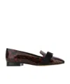 Ferragamo Loafers Laufer Patent Leather Brown Leopard In Black
