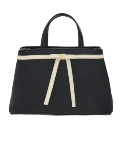 Ferragamo Mini Top Handle With Mini Bow Detail In Black