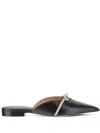 Ferragamo Bow Pointed Toe Mules In Black