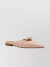 Ferragamo Giulye Mini Bow Pointed Flat Mules In Neutral