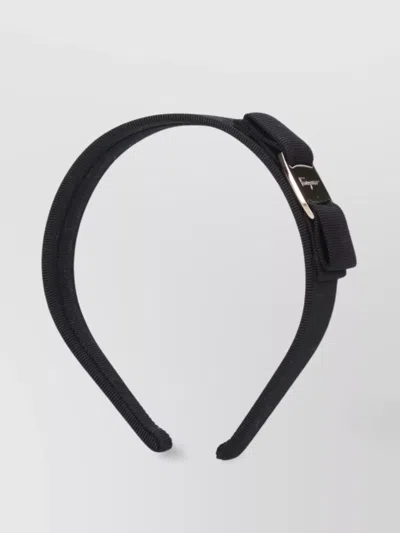 Ferragamo Bow Detail Ribbed Texture Hair Accessories In Black
