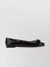 Ferragamo Varina Bow-embellished Patent-leather Ballet Flats In Black
