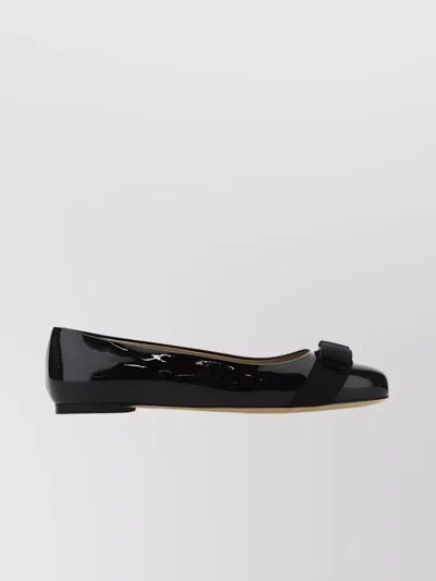 FERRAGAMO BOW DETAIL ROUND TOE BALLERINA SHOES