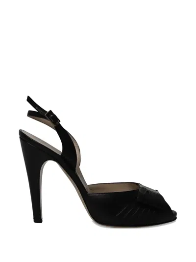 Pre-owned Ferragamo Bow Detail Slingback Sandals In Black