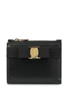 Ferragamo Bow-detail Smooth Split Calf Leather Wallet In Black
