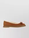Ferragamo Varina Shearling-lined Bow-embellished Suede Ballet Flats