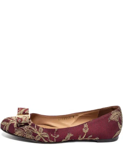 Pre-owned Ferragamo Bow-detailed Ballet Flats