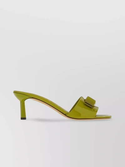 Ferragamo Bow Detailing 55mm Heel Sandals In Yellow