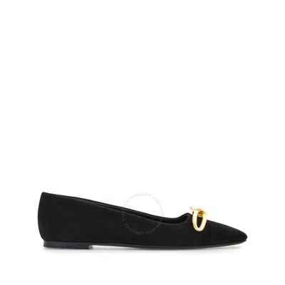 Ferragamo Bow-detailing Leather Ballerina Shoes In Black