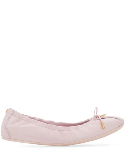 Ferragamo Bow-detailing Ballerina Shoes In Pink