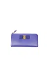 Ferragamo Bow Details Logo Wallet In Blue