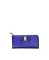 Ferragamo Bow Details Logo Wallet In Blue
