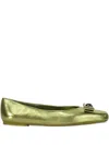 Ferragamo Bow-embellished Ballerina Loafers In Green