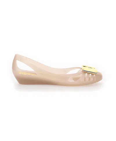 Ferragamo Bow Embellished Ballerinas In Nude