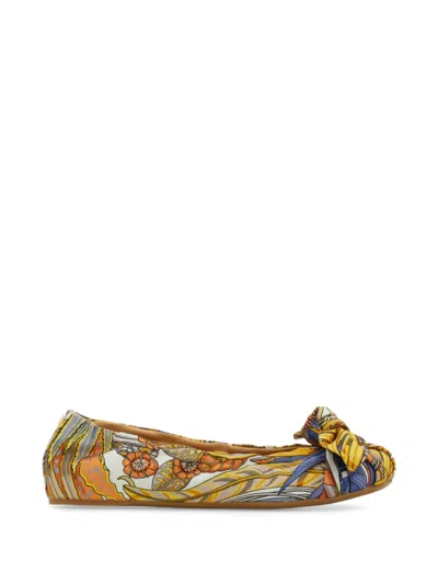 Ferragamo Bow Embellished Ballet Flat In Multi
