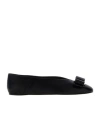 Ferragamo Leather Round Toe Ballerina Shoes With Bow Detail In Black