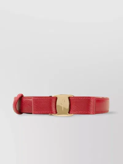 Ferragamo Bow Front Leather Belt In Red