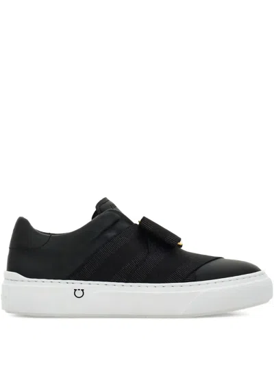 Ferragamo Slip On Sneaker With Maxi Bow Detail In Black