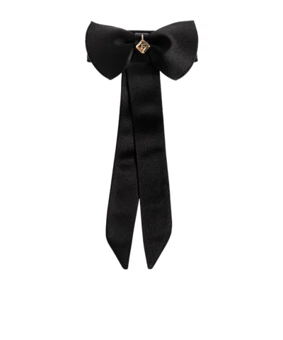 Ferragamo Bow-detail Logo-charm Hair Clip In Black