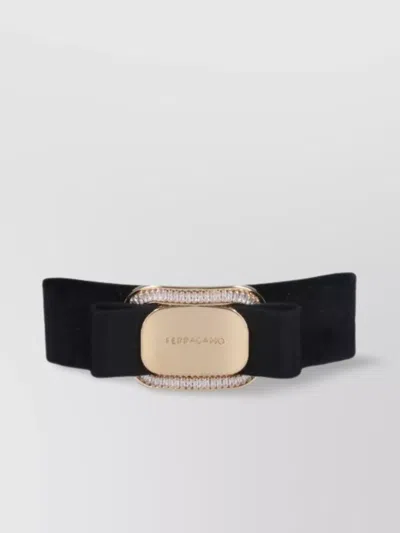 Ferragamo Bow Hair Embellished Trim In Black