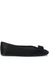 Ferragamo Bow Leather Ballet Flats In Black