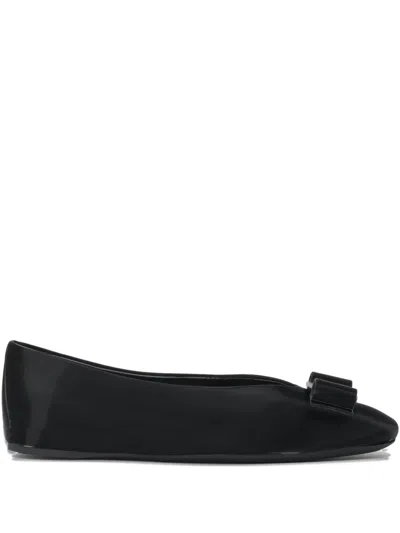 FERRAGAMO BOW LEATHER BALLET FLATS
