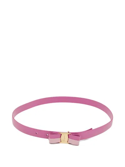 Pre-owned Ferragamo Bow Leather Belt In Pink