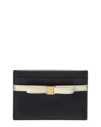Ferragamo Bow Leather Card Case In Blue