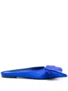 Ferragamo Satin Mules With Single Maxi Bow In Blue