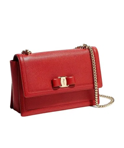 Ferragamo Bow Logo Shoulder Bag In Red