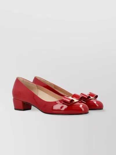 FERRAGAMO BOW PATENT BALLERINA SHOES