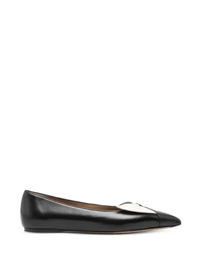 Ferragamo Bow-detail Pointed-toe Ballet Flats In Black