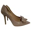 Ferragamo Bow Pointed Pumps In Brown Leather In Brown