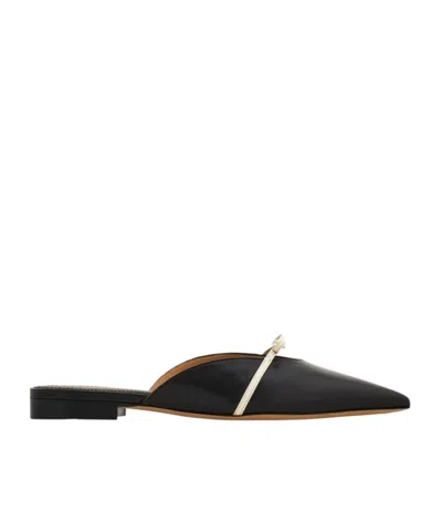 Ferragamo Bow Pointed Toe Mules In Black