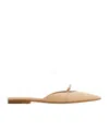 Ferragamo Bow Pointed Toe Mules In Nude