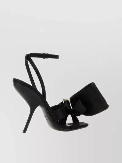 Ferragamo Bow Satin Sandals Peculiar Heel