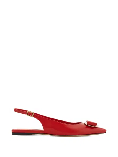 Ferragamo Bow Slingback Ballet Flats In Red