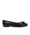 Ferragamo Annie Patent Leather Ballerina Flats In Black