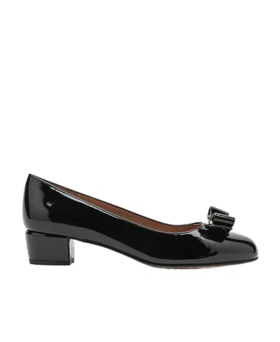 Ferragamo Bow Tie Ballet Shoes In Black