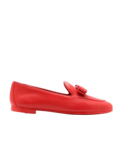 Ferragamo Bow Tie Details Love Shoes In Red