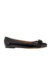 Ferragamo Bow Tie Flat Shoes In Black