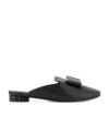 Ferragamo Bow-tie Flat-soled Muller Shoes In Black