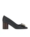 Ferragamo Lena 60 Double-bow Nappa Leather Pumps In Black
