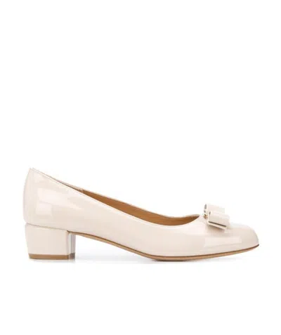 Ferragamo Bow-tie Shallow-mouthed High Heels In White