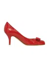 Ferragamo Carla 75mm Leather Pumps In Red