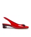 Ferragamo Rivada 30 Patent Leather Slingback Pumps In Red